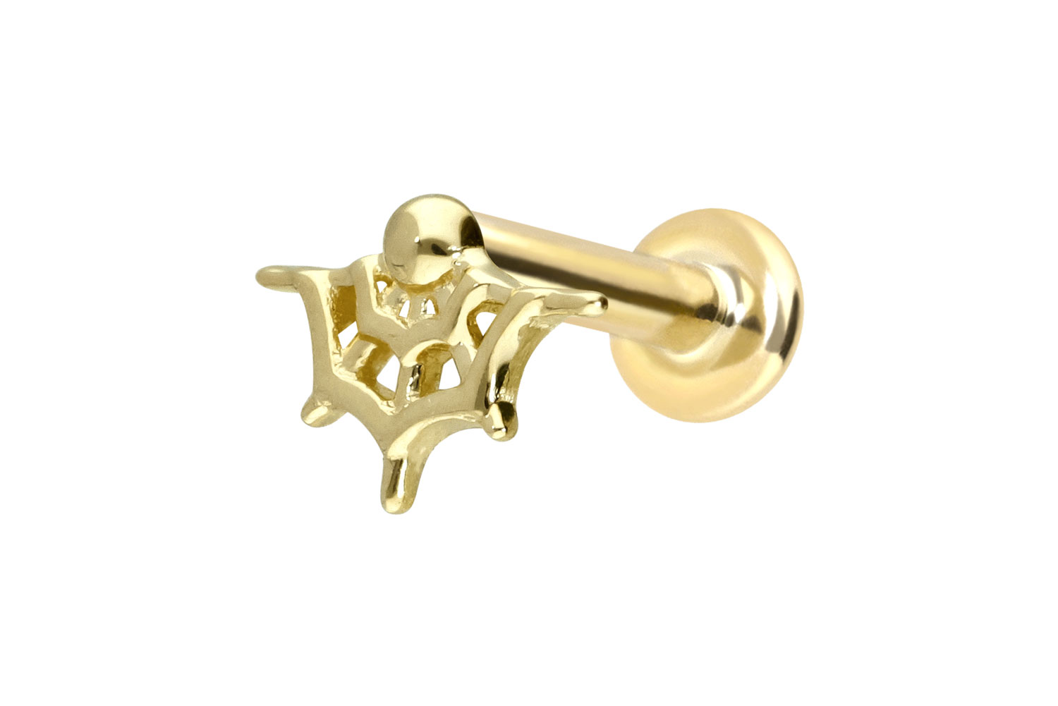 14 Karat Gold Labret Piercing mit Push Fit SPINNENNETZ